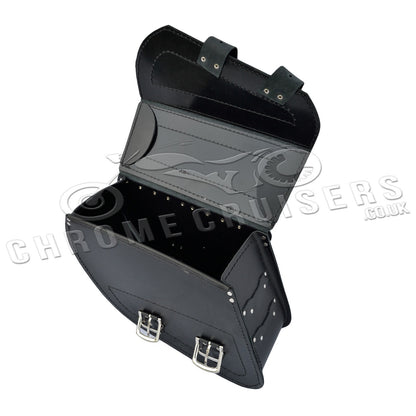 Leather Saddlebags Panniers (pair) - Motorcycle Bags, Handmade Black
