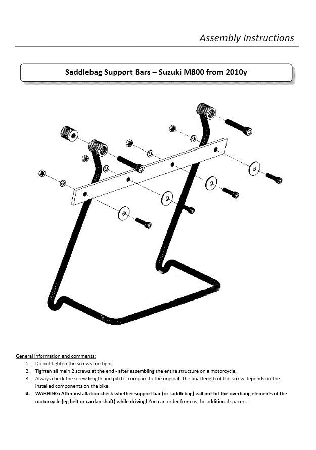 Saddlebag Support Brackets - Suzuki M800 Intruder (2010-on)