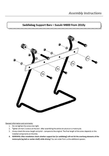 Saddlebag Support Brackets - Suzuki M800 Intruder (2010-on)