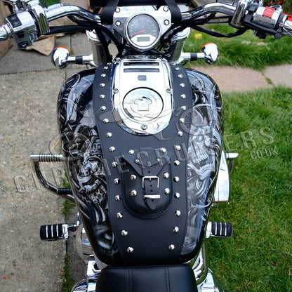 Honda VTX1800 Custom Leather Tank Bib / Chap with studs