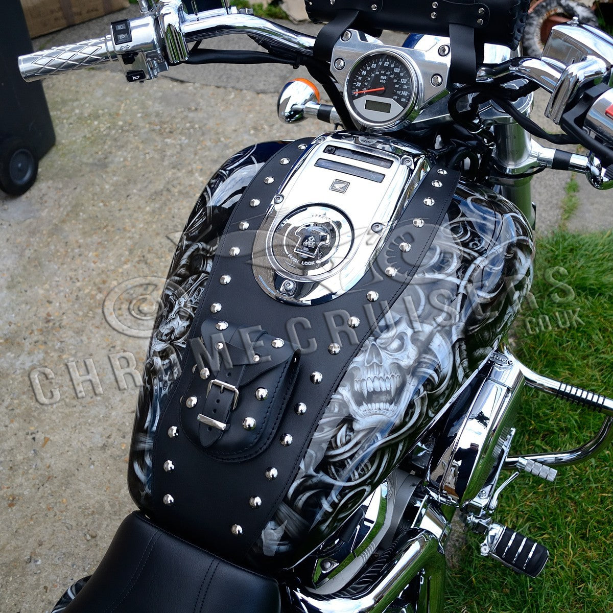 Honda VTX1800 Custom Leather Tank Bib / Chap with studs