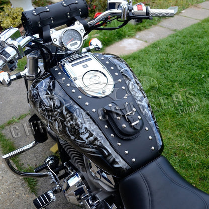 Honda VTX1800 Custom Leather Tank Bib / Chap with studs