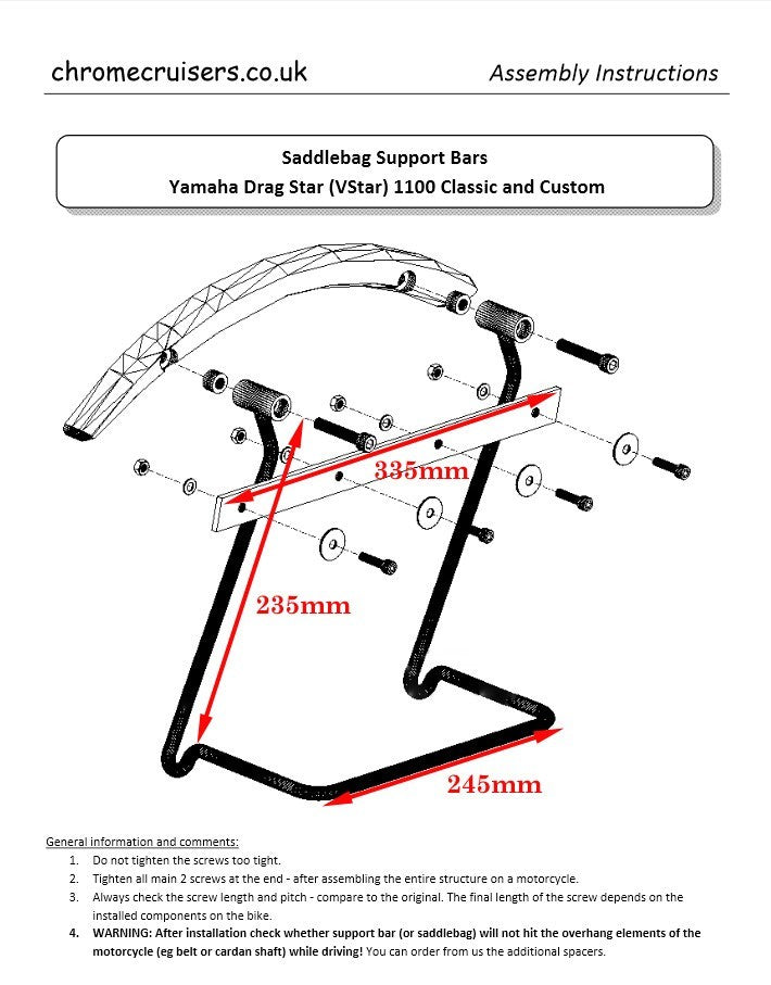 Saddlebag Support Brackets - Yamaha XVS1100 Classic