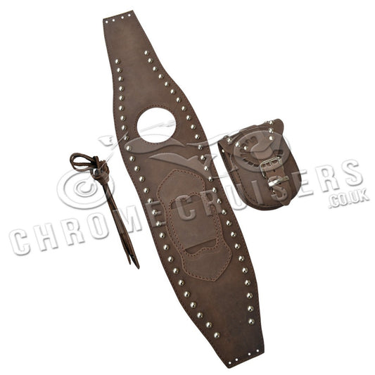 Harley Davidson Sportster Brown Leather Tank Bib with studs.