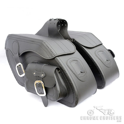Leather Saddlebags Panniers (pair) - Motorcycle Bags, Handmade Black