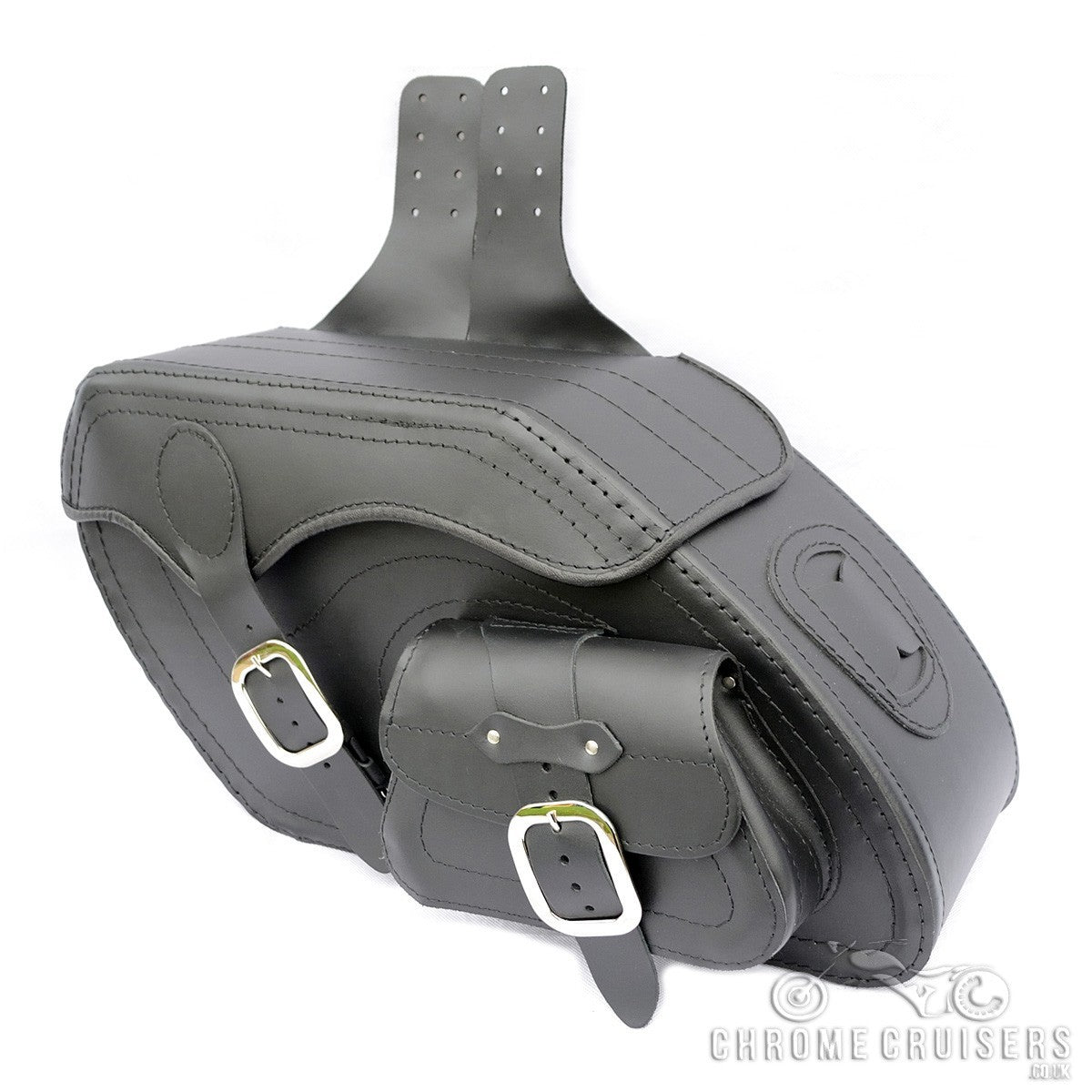Leather Saddlebags Panniers (pair) - Motorcycle Bags, Handmade Black