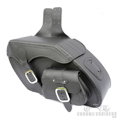 Leather Saddlebags Panniers (pair) - Motorcycle Bags, Handmade Black