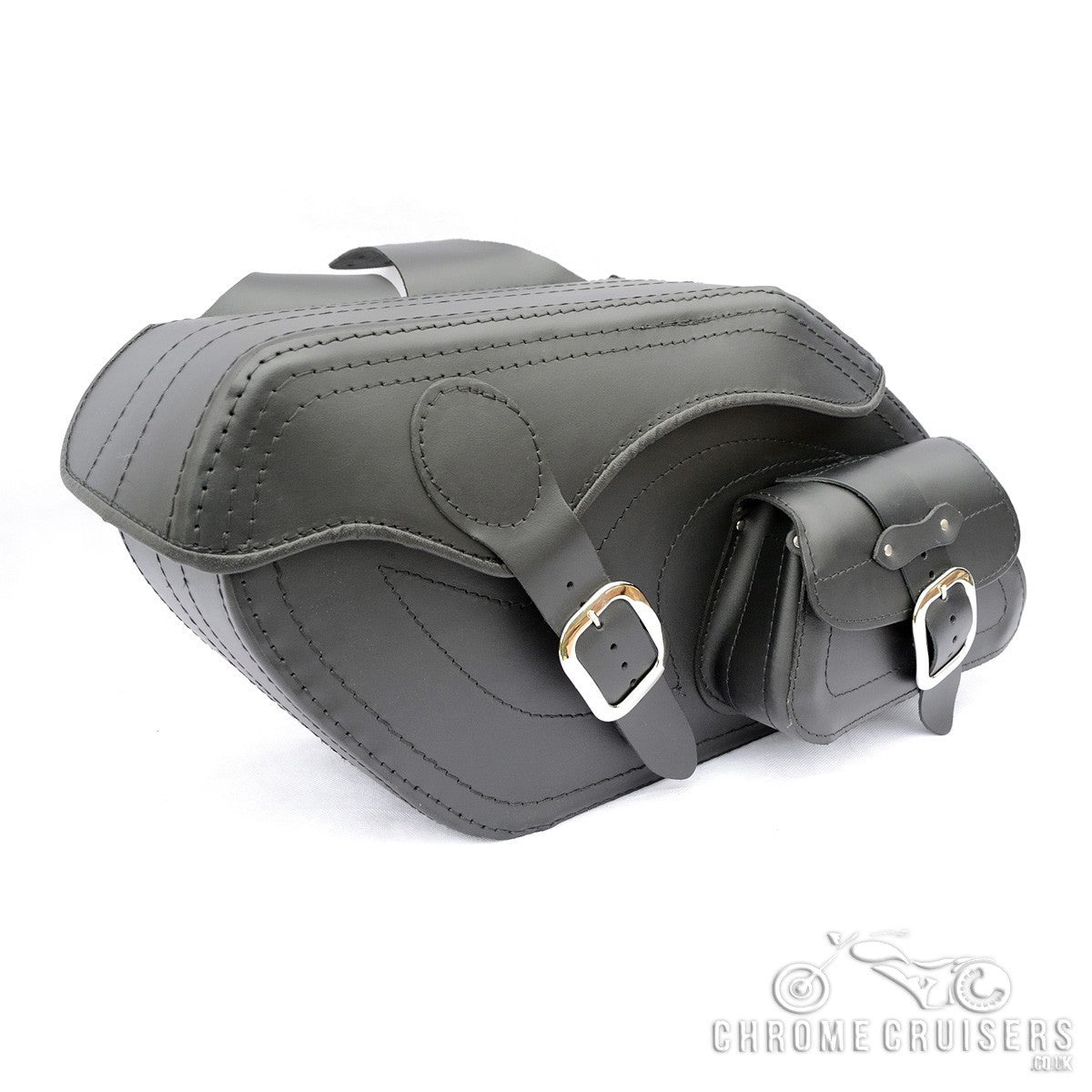 Leather Saddlebags Panniers (pair) - Motorcycle Bags, Handmade Black