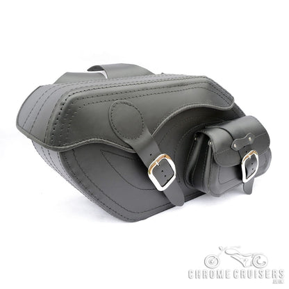 Leather Saddlebags Panniers (pair) - Motorcycle Bags, Handmade Black