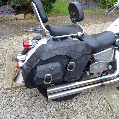 Leather Saddlebags Panniers (pair) - Motorcycle Bags, Handmade Black