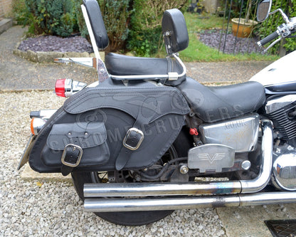 Leather Saddlebags Panniers (pair) - Motorcycle Bags, Handmade Black