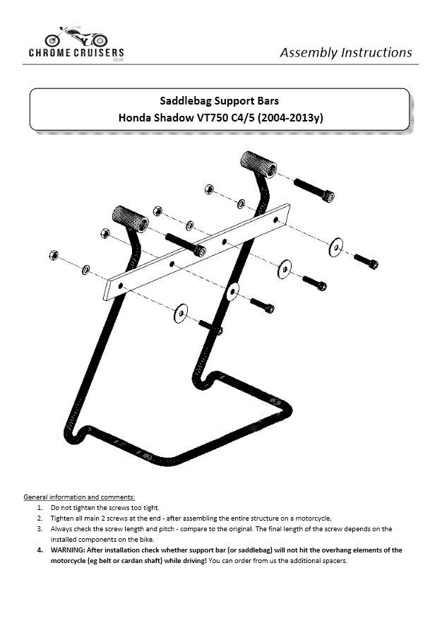 Saddlebag support brackets - Honda VT750 C4/C5 RC50 Shadow