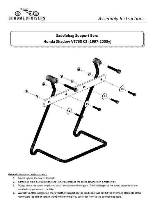 Saddlebag Support Brackets - Honda VT750 C2 Shadow (1997-2003)