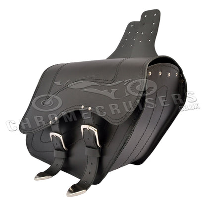 Leather Saddlebags Panniers (pair) - Motorcycle Bags, Handmade Black