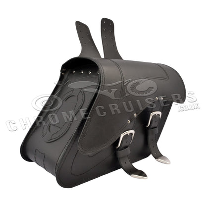 Leather Saddlebags Panniers (pair) - Motorcycle Bags, Handmade Black