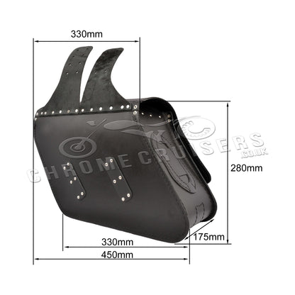 Leather Saddlebags Panniers (pair) - Motorcycle Bags, Handmade Black