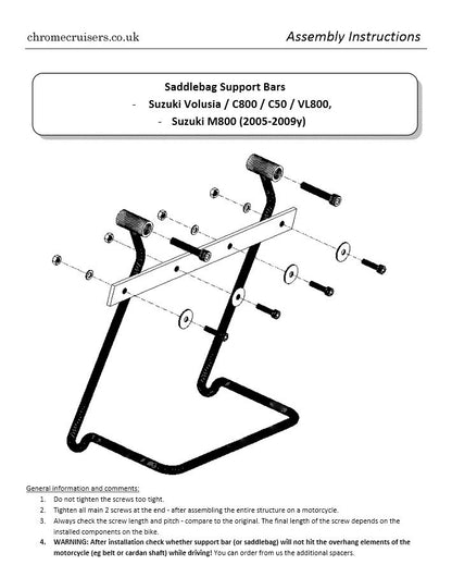 Saddlebag Support Brackets  - Suzuki VL800 / C50 / C800 / M800