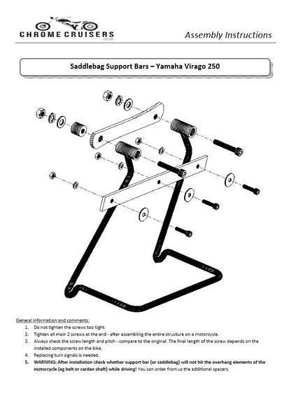 Saddlebag Support Brackets - Yamaha XV250 Virago