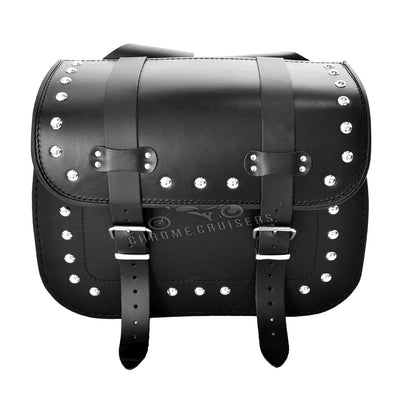 Top Quality Motorcycle Handmade Leather Saddlebags Panniers with Rivests (pair) C101B - 21L