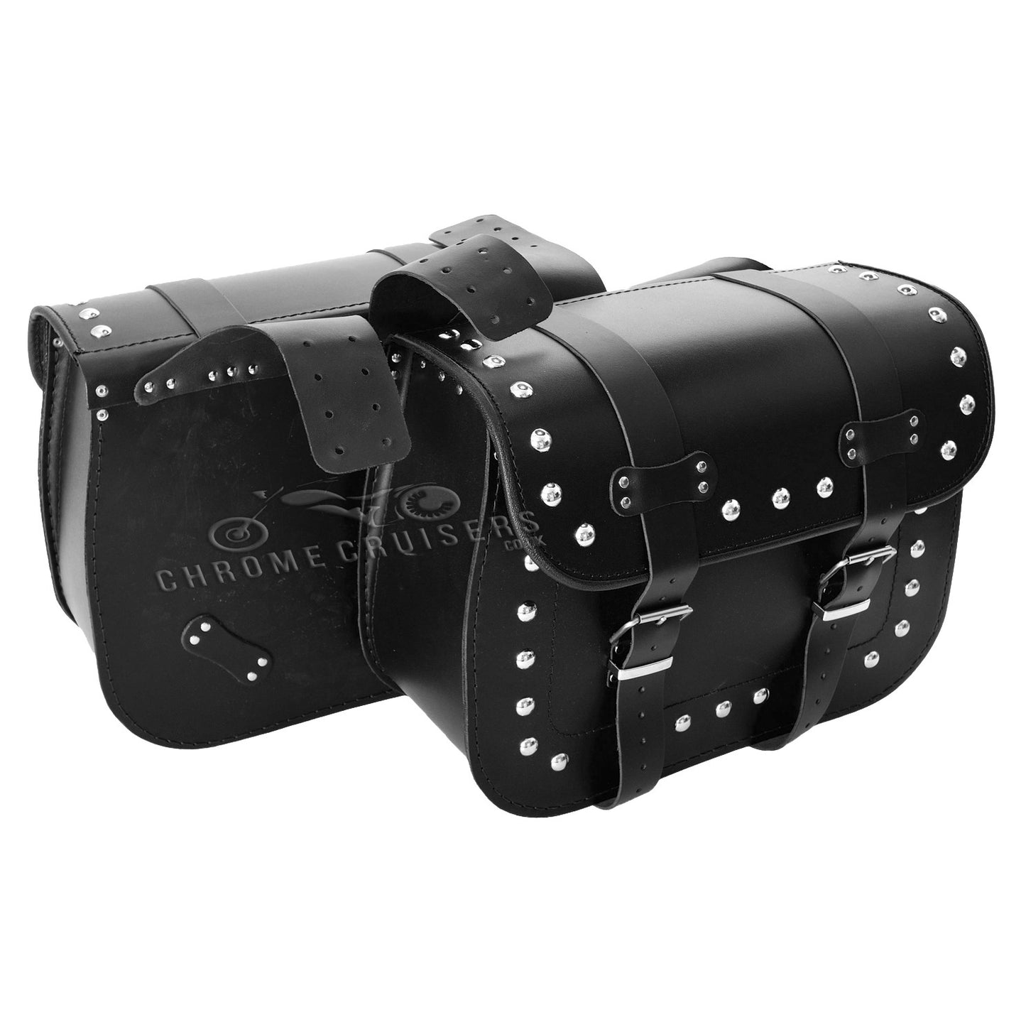 Top Quality Motorcycle Handmade Leather Saddlebags Panniers with Rivests (pair) C101B - 21L