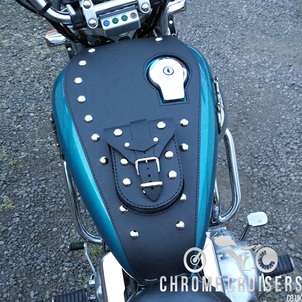 Yamaha XV535 Leather Tank Panel with rivets