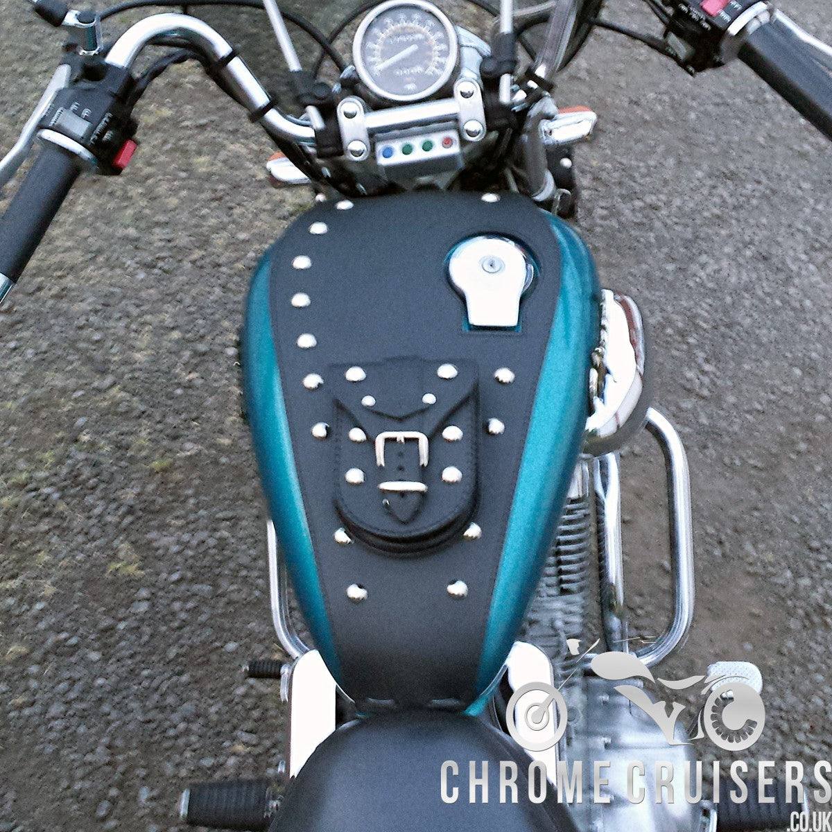 Yamaha XV535 Leather Tank Panel with rivets