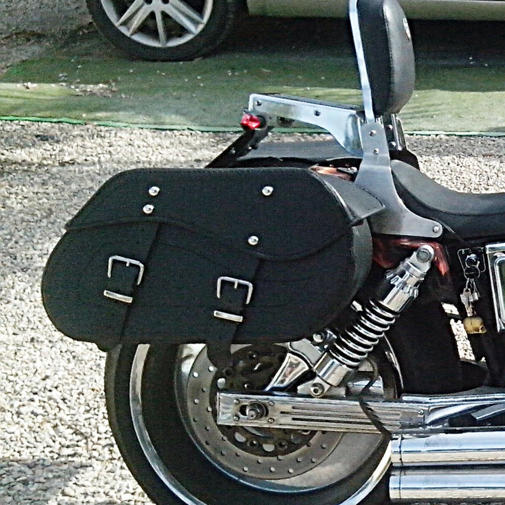 Leather Saddlebags Panniers (pair) - Motorcycle Bags, Handmade Black