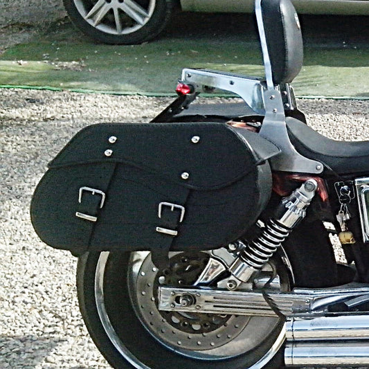 Leather Saddlebags Panniers (pair) - Motorcycle Bags, Handmade Black