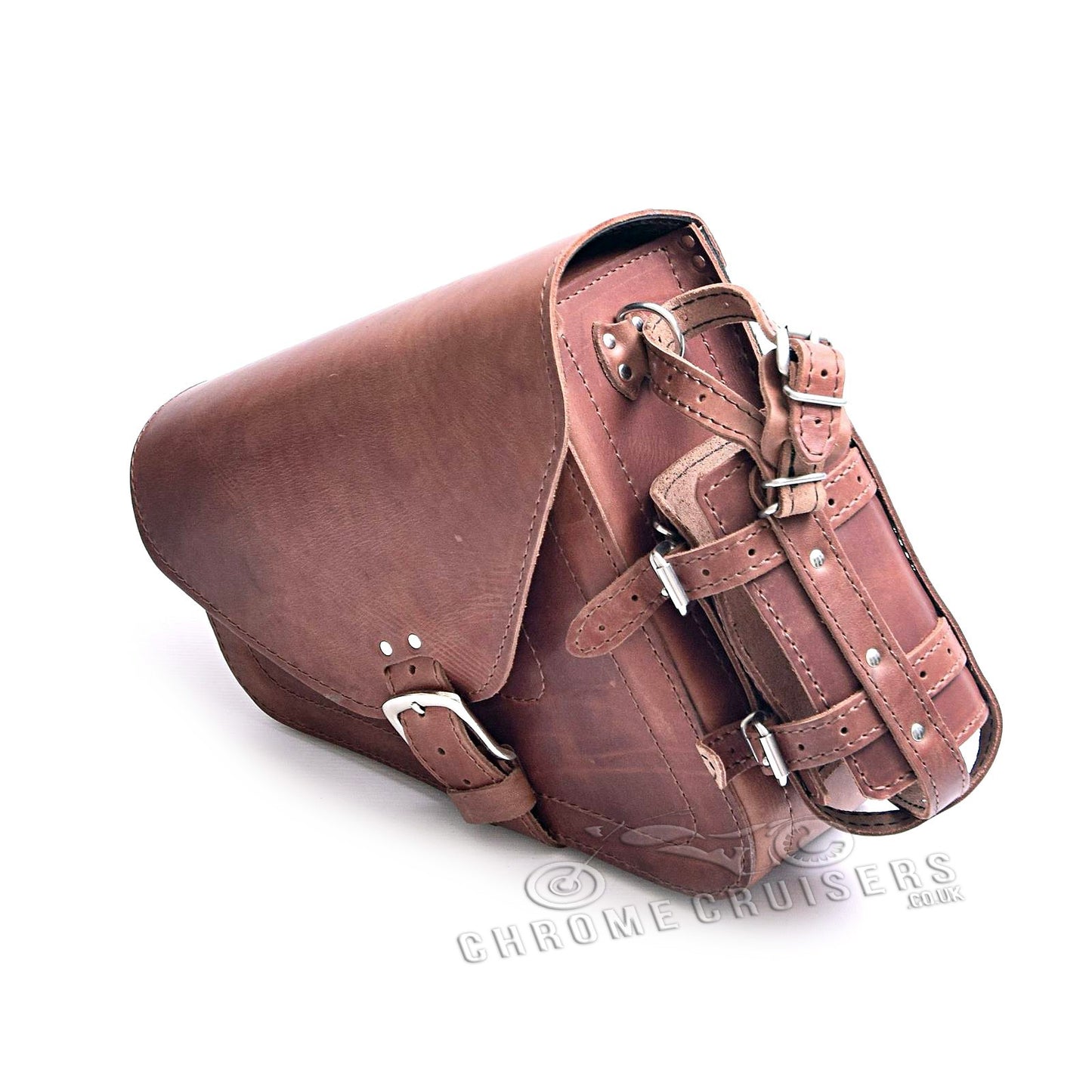 Harley Davidson Sportster New Model Brown LeatherLeft Side Saddlebag with 1L Fuel Bottle