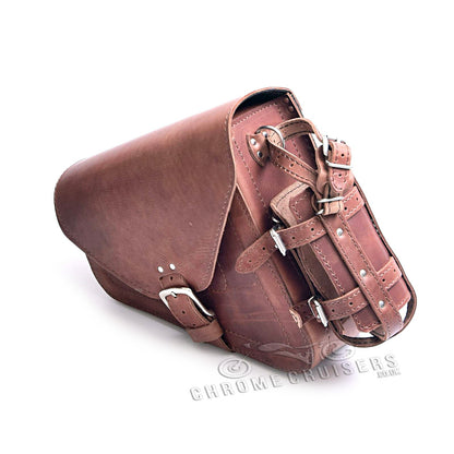 Harley Davidson Sportster New Model Brown LeatherLeft Side Saddlebag with 1L Fuel Bottle