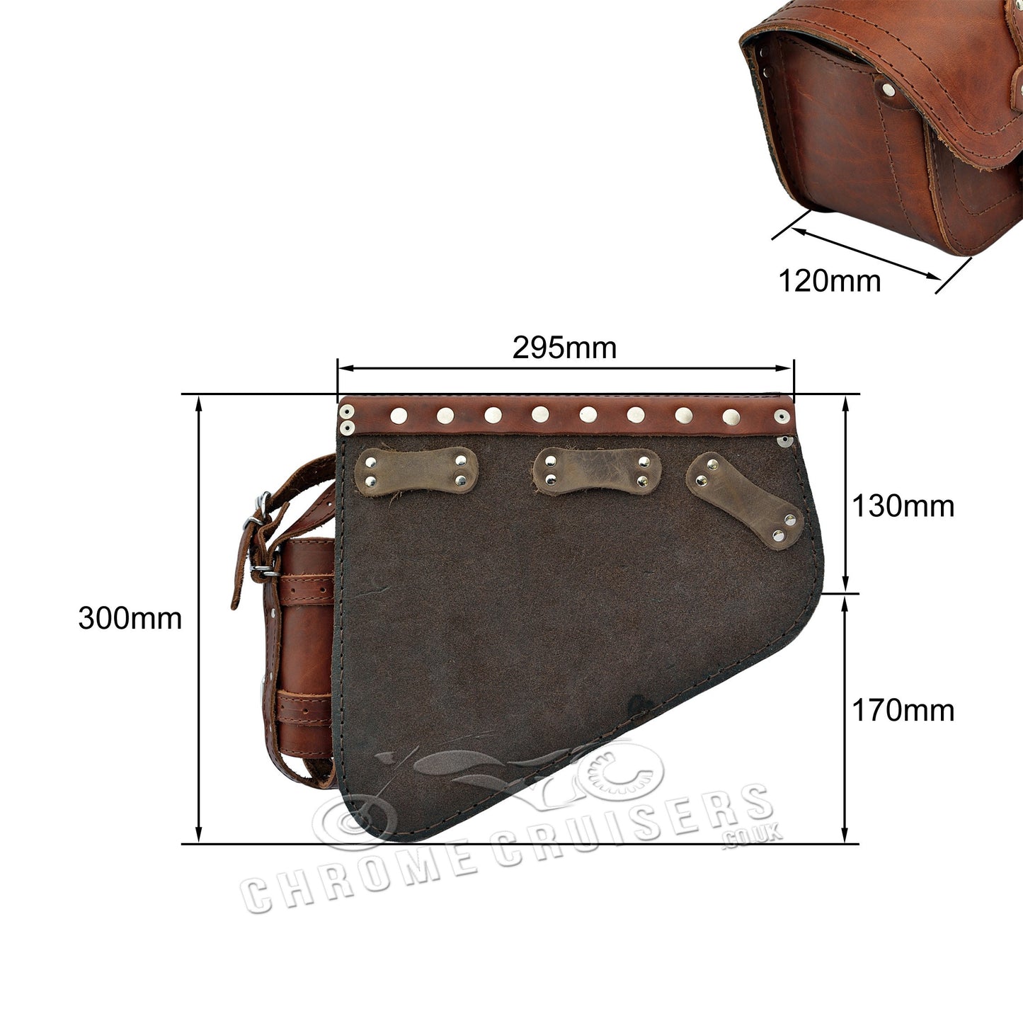Harley Davidson Sportster New Model Brown LeatherLeft Side Saddlebag with 1L Fuel Bottle