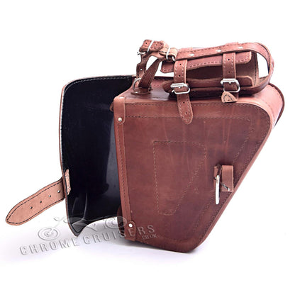 Harley Davidson Sportster New Model Brown LeatherLeft Side Saddlebag with 1L Fuel Bottle