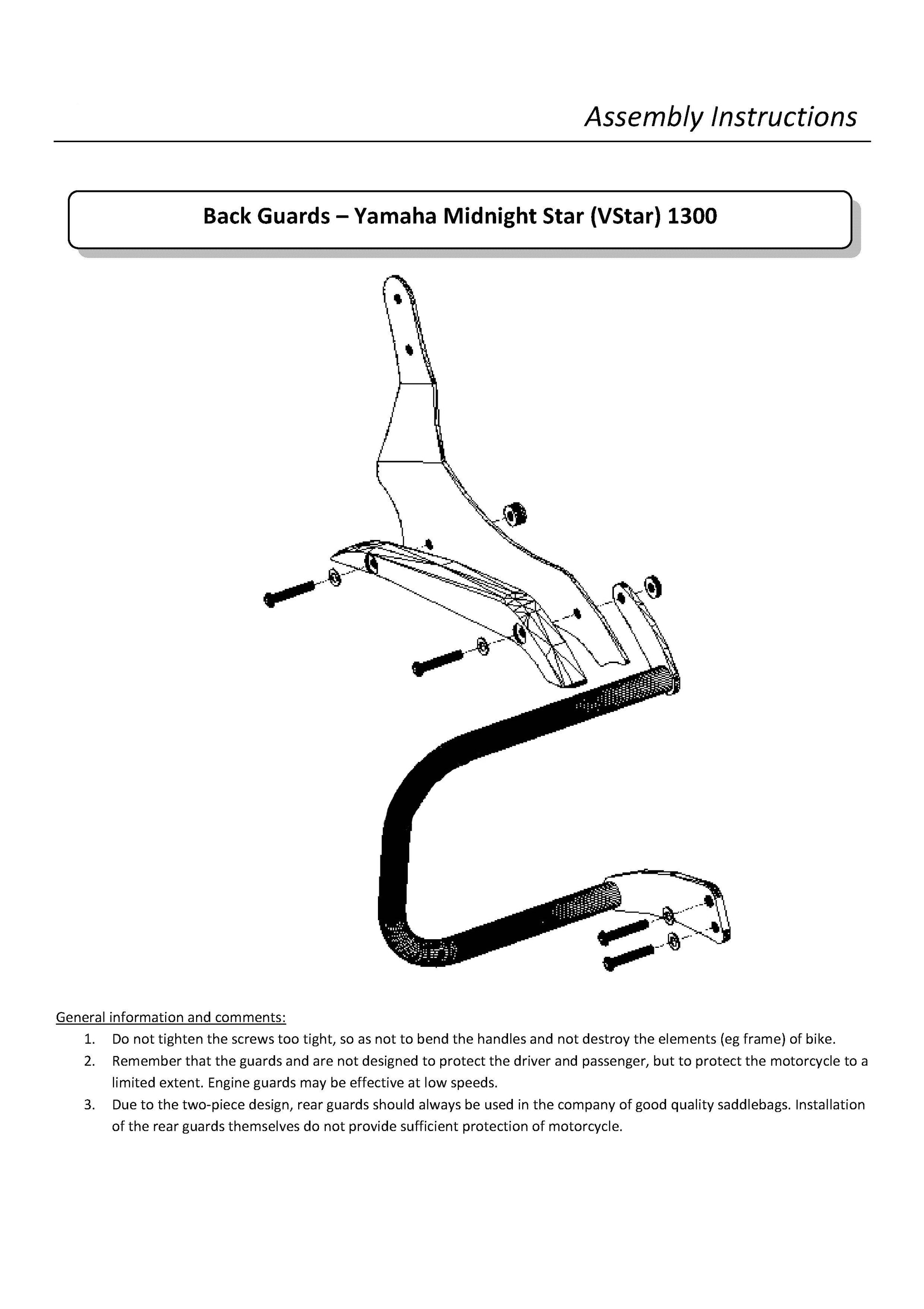 Yamaha XVS1300 Midnight Star V-Star Rear Guards / Crash bars (type 2)