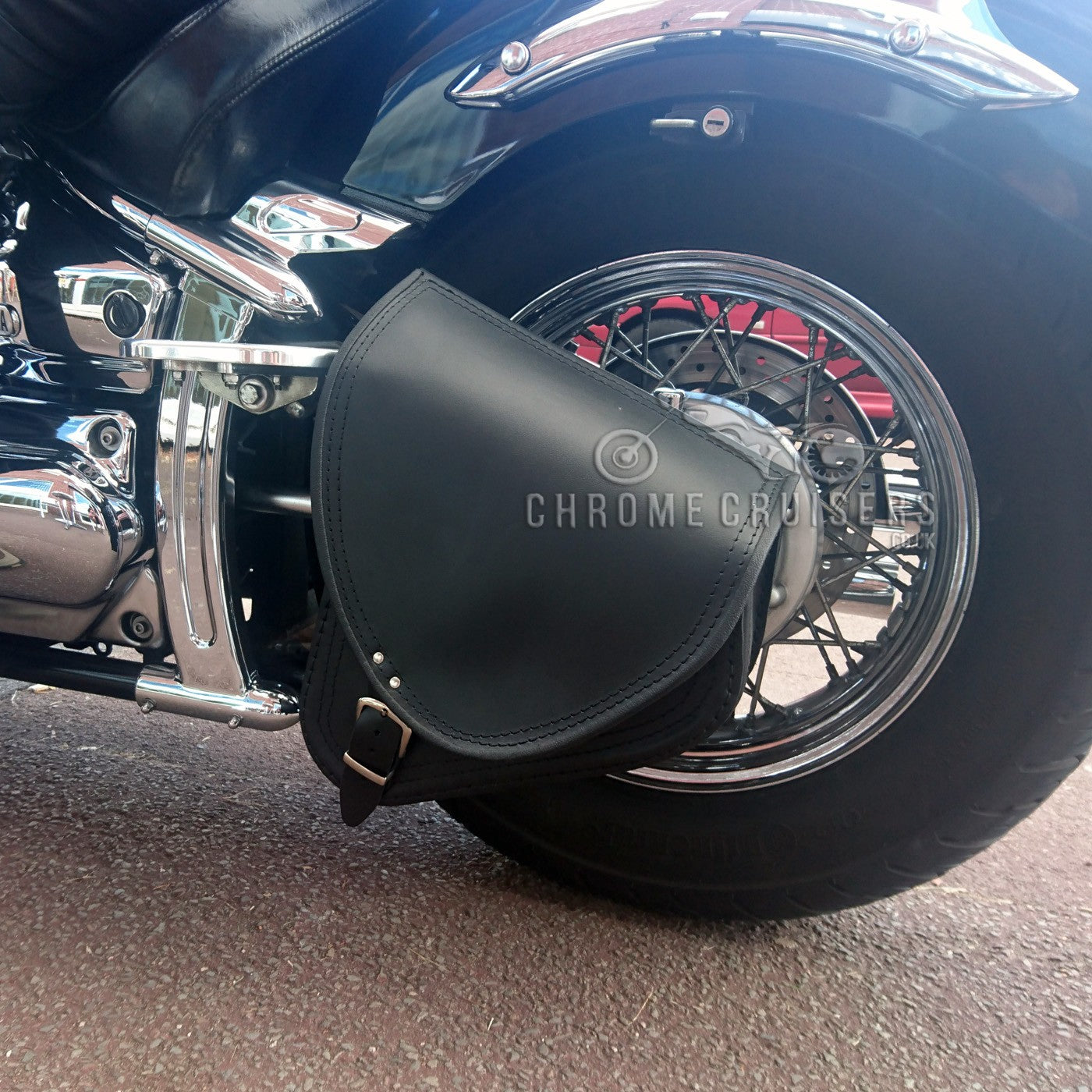 Motorcycle Black Leather Single Saddlebag Pannier