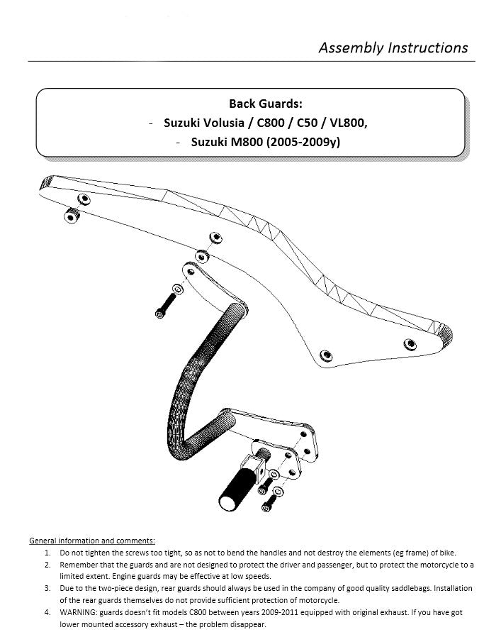 Rear Guards, Crash Bars - Suzuki VL800/C50/C800