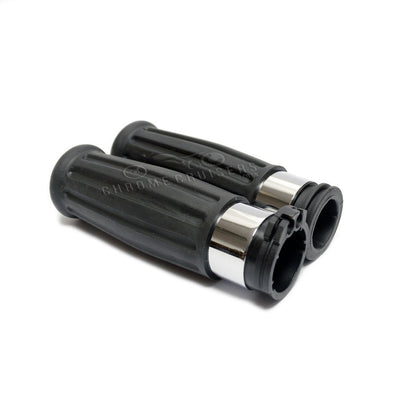 Vintage Custom Chrome and Rubber Grips for Harley Davidson (cable throttle)