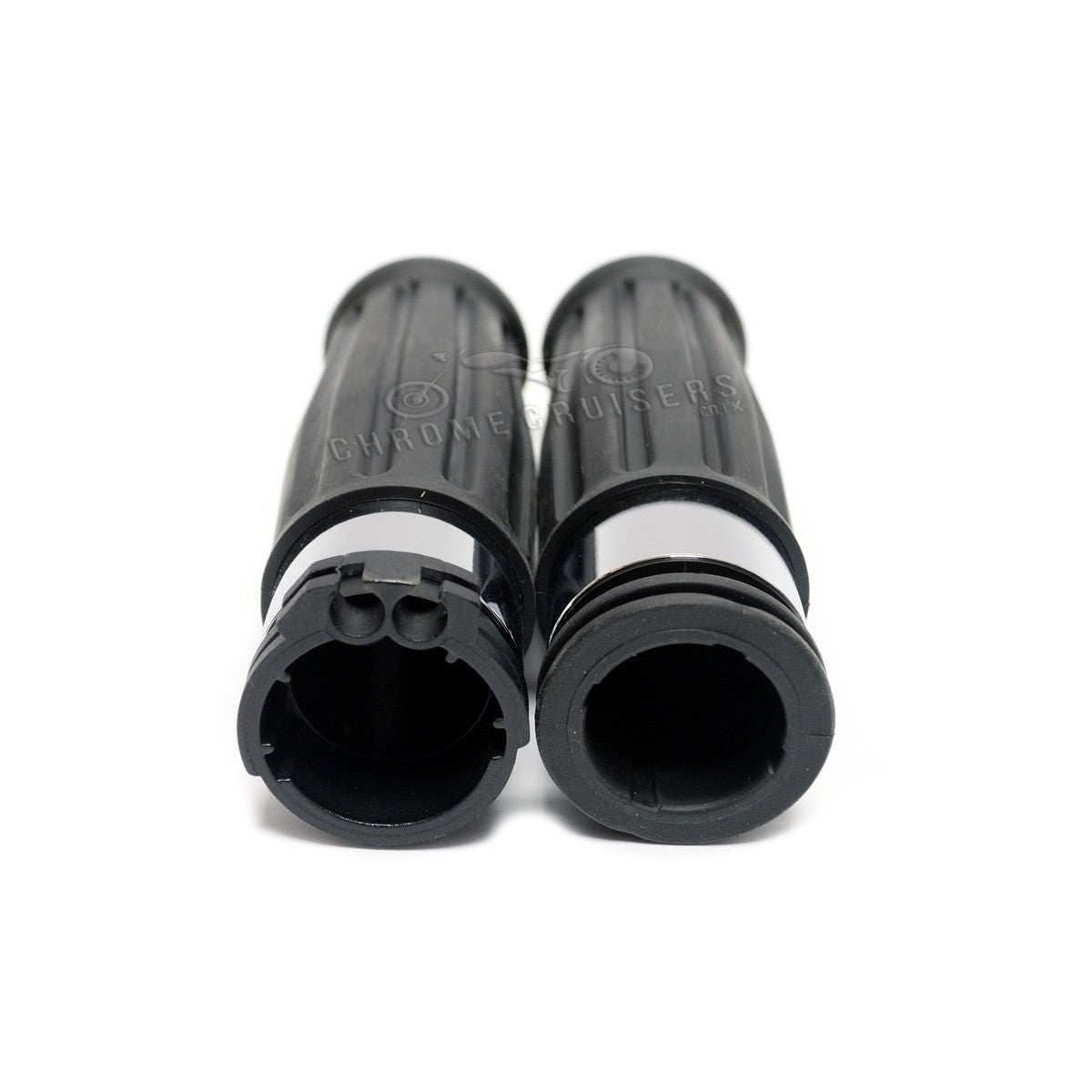 Vintage Custom Chrome and Rubber Grips for Harley Davidson (cable throttle)