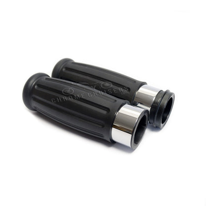 Vintage Custom Chrome and Rubber Grips for Harley Davidson (electric throttle)