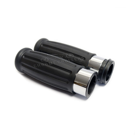 Vintage Custom Chrome and Rubber Grips for Harley Davidson (electric throttle)