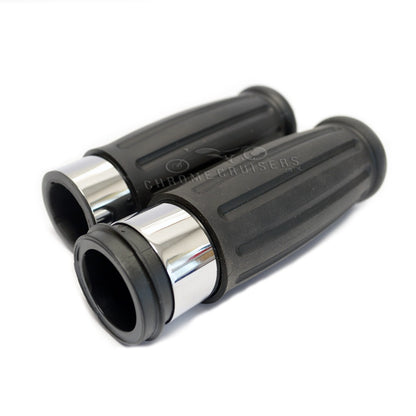 Vintage Custom Chrome and Rubber Grips for Harley Davidson (electric throttle)