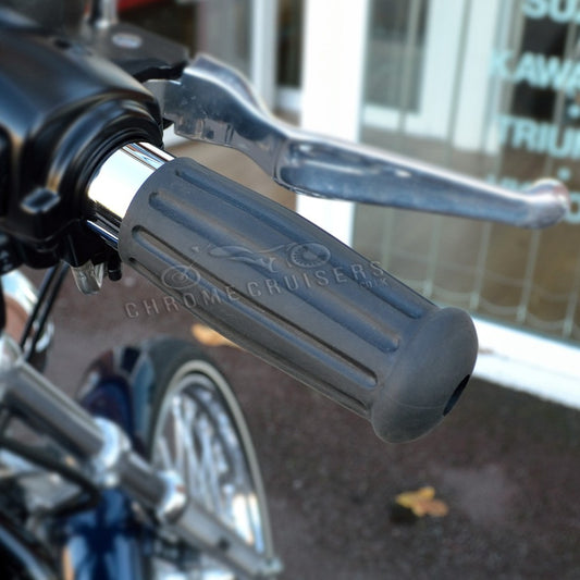 Vintage Custom Chrome and Rubber Grips for Harley Davidson (electric throttle)