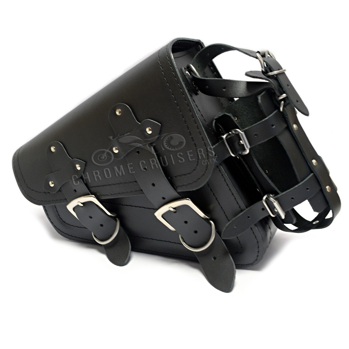 Harley Davidson Sportster - Black Leather Saddlebag with bottle holder