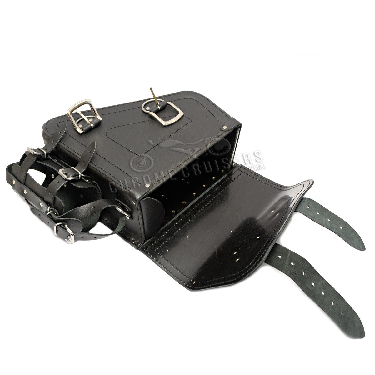 Harley Davidson Sportster - Black Leather Saddlebag with bottle holder
