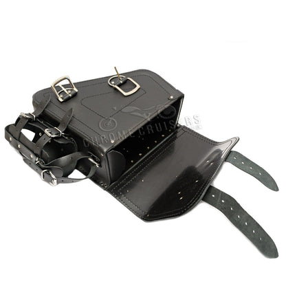 Harley Davidson Sportster - Black Leather Saddlebag with bottle holder