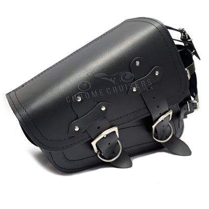 Harley Davidson Sportster - Black Leather Saddlebag with bottle holder
