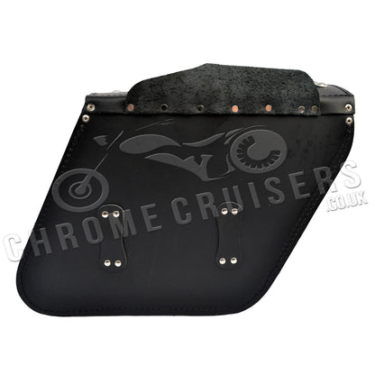 Motorcycle leather saddlebags with rivets C28B