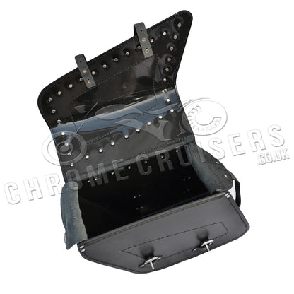 Motorcycle leather saddlebags with rivets C28B