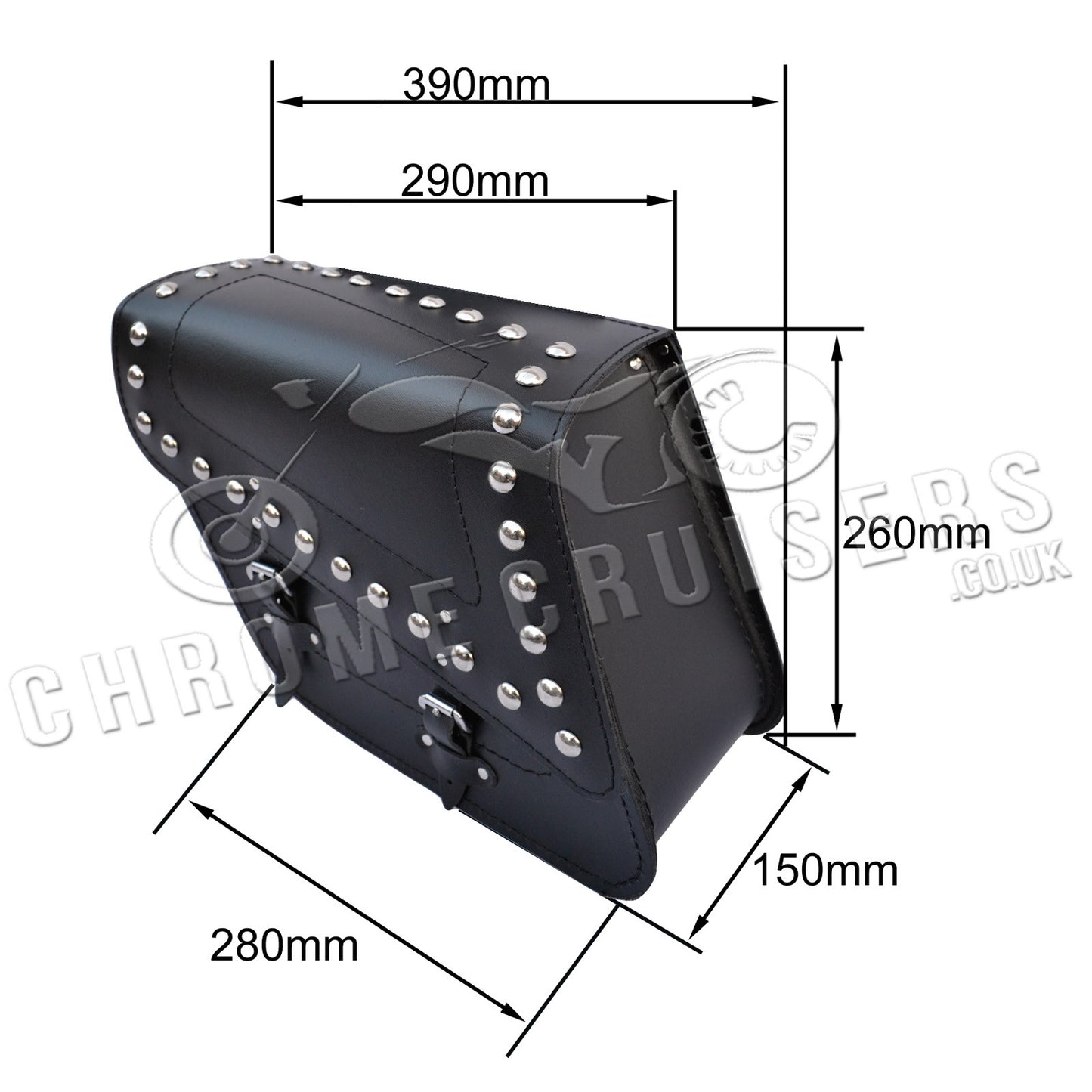 Motorcycle leather saddlebags with rivets C28B