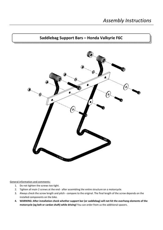 Honda Valkyrie F6C Chrome Saddlebag pannier support brackets bars kit