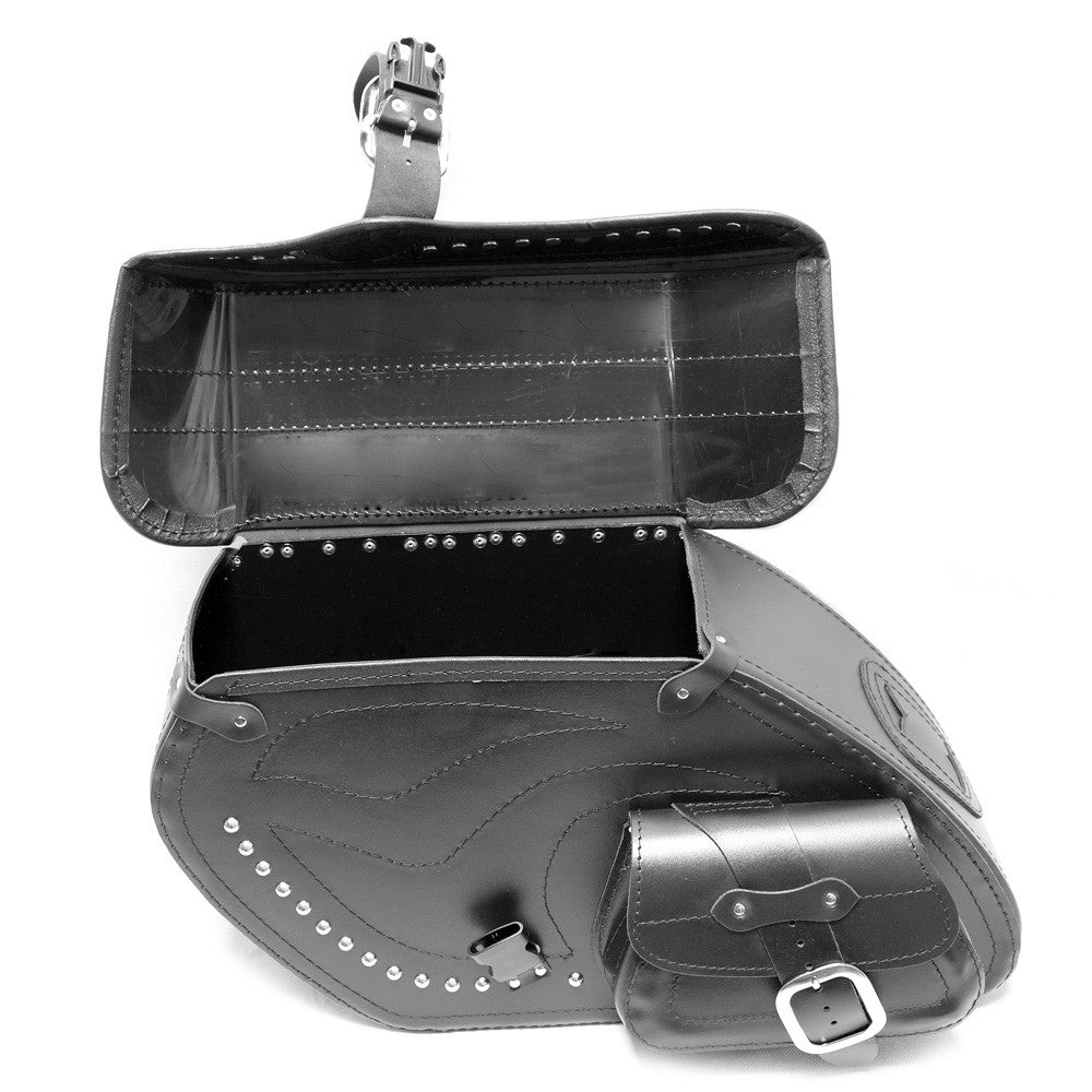 Motorcycle Black Leather Large Saddlebags (pair) C5B